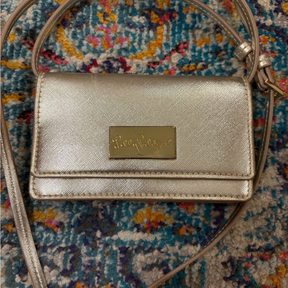 Lilly Pulitzer gold crossbody handbag